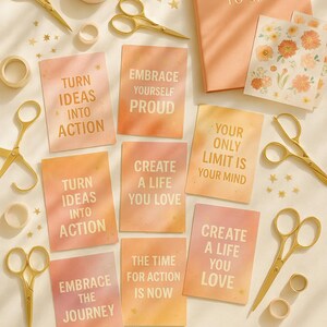 Kit Vision Board imprimable | 100 citations inspirantes avec arrière-plan | Cartes Vision Board | Téléchargement numérique de la manifestation | Tableau de rêve
