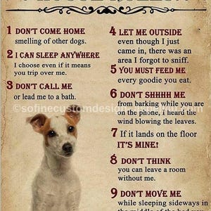 Jack Russell Terrier House Rules AI Created Dog Lovers Digital Download Canvas Poster Wall Art Print DIY Printable Gift Make Your Own Crafts