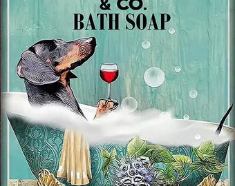 Dachshund Bath Soap Art Print – Funny Weiner Dog Poster (Digital Download)