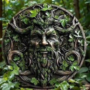 The Green Man Celtic Folklore Symbol - Digital Download Art Print PLUS Video Canvas Poster, Wall Art, Junk Journal, Cottage Core, DIY Gift