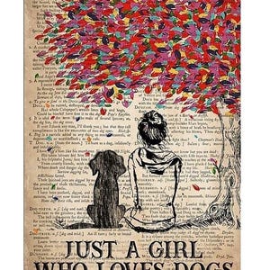 Once Was A Girl Who Loved Dogs - AI Created Dog Lover Gift - Digital Download - DIY Canvas Print Wall Art Cottage Core Vintage Retro Design