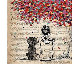 Once Was A Girl Who Loved Dogs - AI Created Dog Lover Gift - Digital Download - DIY Canvas Print Wall Art Cottage Core Vintage Retro Design