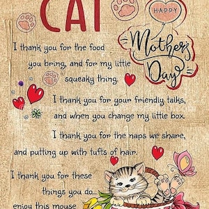 A Poem From The Cat AI Created One of a Kind Digital Download Art Print Canvas Poster, Wall Art, Junk Journal, Cottage Core, DIY Gift