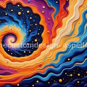 Vivid Inked Cosmic Paint Swirl AI Created One of a Kind Digital Download Canvas Poster Wall Art Print DIY Printable Gift Make Your Own Craft