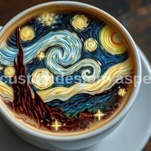 A Cup of Coffee for van Gogh AI Created One of a Kind Digital Download Canvas Poster Wall Art Print DIY Printable Gift Make Your Own Crafts