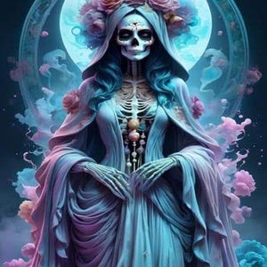 Sugar Skull Skeleton Bride AI Enhanced Versatile Digital Designed Instant Download + Transparent Background Fairycore Cottagecore DIY Craft