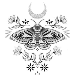 Deadhead Moth - Transparent Digital Download - Canvas Poster Fairy Core - Retro Style Sign One of A Kind Print - Custom Made AI Designed Art