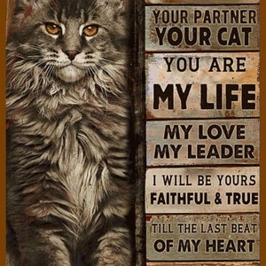A Cat is Not Just A Cat | Cat is Best Friend | Member of Family| Maine Coon Retro Rust Style - Digital Download - Canvas Poster, Fairy Core