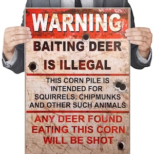 Warning Baiting Deer Illegal Sign - AI Digital Art Print (Digital Download)