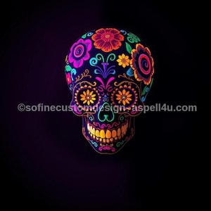 Sugar Skull Transparent Background AI Created One of a Kind Digital Download Canvas Poster Wall Art Print DIY Printable Make Your Own Crafts