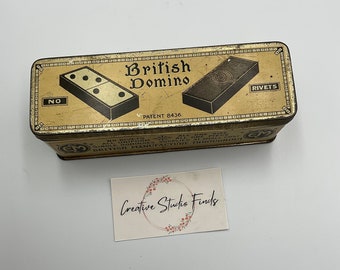 Vintage EML & Co Full set of 28 British Domino’s, Original Tin Box, Patent 8436 | 1920’s British, Vintage Games | Collector’s Item