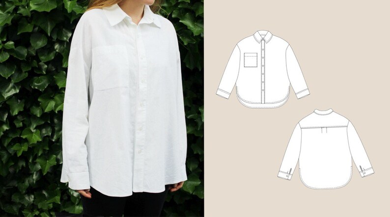 Oversized Shirt PDF Sewing Pattern for Women,women Relaxed Fit,easy ...