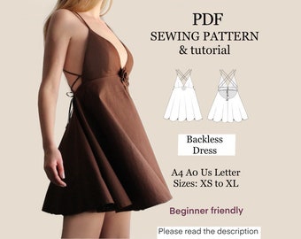 Backless Flower Dress Sewing Pattern | Beginner Friendly (PDF Pattern)