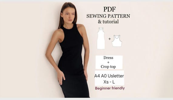 Bodycon Dress & Crop Top Sewing Pattern | XS-XL (PDF Pattern) - Etsy