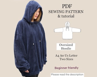 Oversized Hoodie Sewing Pattern, Easy Women's Streetwear (PDF Pattern)