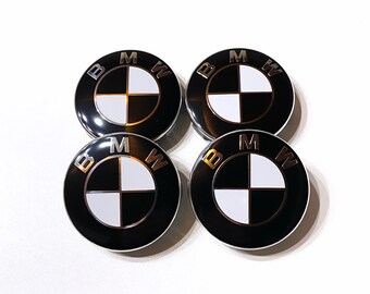 4x Bmw wielnaafafdekkingen Zwart Wit 68mm BMW M naafdoppen Emblem Logos Badge Serie 1 2 3 4 5 6 X..