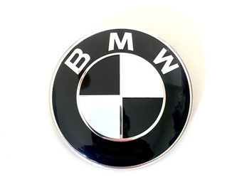 1x Bmw logo 82mm 80mm Hood Or Trunk Emblem Black White Badge Badge New Series 1 2 3 4 5 6 9