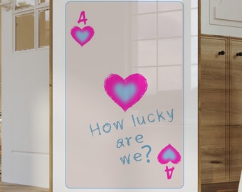 Póster de as de corazones rosa de moda, arte de cartas de as de juego descargable, impresión artística Lucky You Y2k, póster de la suerte preppy de moda, apartamento universitario