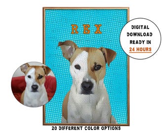 Póster personalizado para mascotas, obra de arte digital personalizada para mascotas, retrato único de mascotas, impresión de gato a partir de una foto, imagen personalizada de mascotas, regalo de simpatía para mascotas