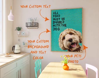 Póster con cita de perro, impresión personalizada con frase divertida, arte de pared humorístico de perro, foto de gato personalizada, citas divertidas de gatos, póster humorístico de cocina, mascota personalizada
