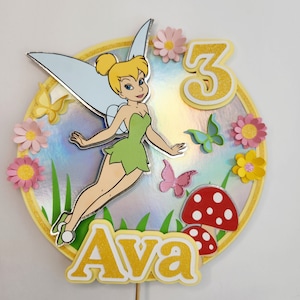 Fairy Cake Topper Tinkerbell Inspired Cake Disney Cake Topper Personalized Cake Topper Meadow Decor Tinkerbelle Party