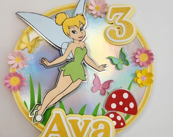 Pastel de hadas Topper Tinkerbell inspirado pastel Disney pastel topper pastel personalizado topper prado decoración tinkerbelle fiesta