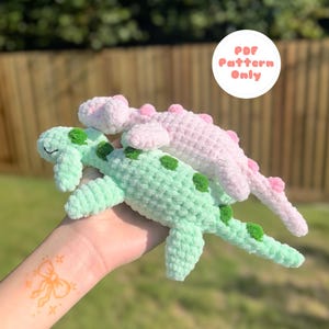 Crochet Mini Nessie Pattern: Amigurumi Loch Ness Monster plushie, PDF pattern in US Terminology