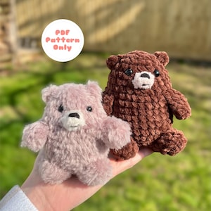Patrón de mini oso de crochet: Oso amigurumi de peluche, patrón PDF en terminología estadounidense