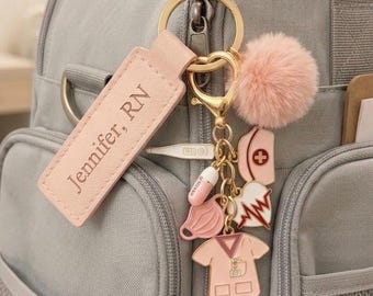 Personalized Nurse Keychain - Custom RN Name Tag - Nurse Appreciation Gift - Graduation Gift for Nurse