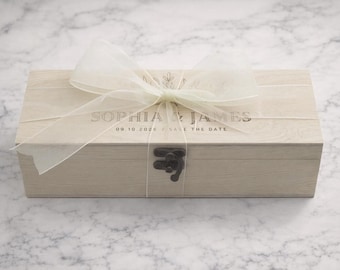 Personalized Wooden Gift Box with Dividers, Custom Engraved Wood Keepsake Box, Wedding Favors, Bridesmaid Proposal Box, Jewelry & Tea Organi