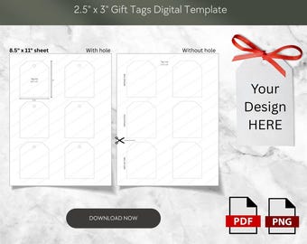 Printable Gift Tag Template, Modern Black Tag (PDF & PNG)