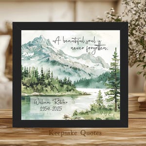 Personalized Memorial Gift, Mountain Memorial Watercolor Painting Framed Art Loss of Father, Grandfather, Brother, Sympathy Gift Remembrance