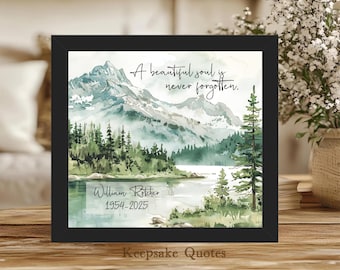 Personalized Memorial Gift, Mountain Memorial Watercolor Painting Framed Art Loss of Father, Grandfather, Brother, Sympathy Gift Remembrance