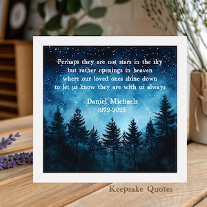 Personalized Watercolor Memorial Gift Loss of Father, Mother, Grandparent, Night Sky Painting Art Perhaps They Are Not Stars Sympathy Gift