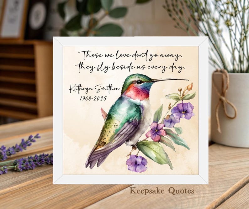 Hummingbird Memorial Gift, Personalized Memorial Keepsake Hummingbird ...