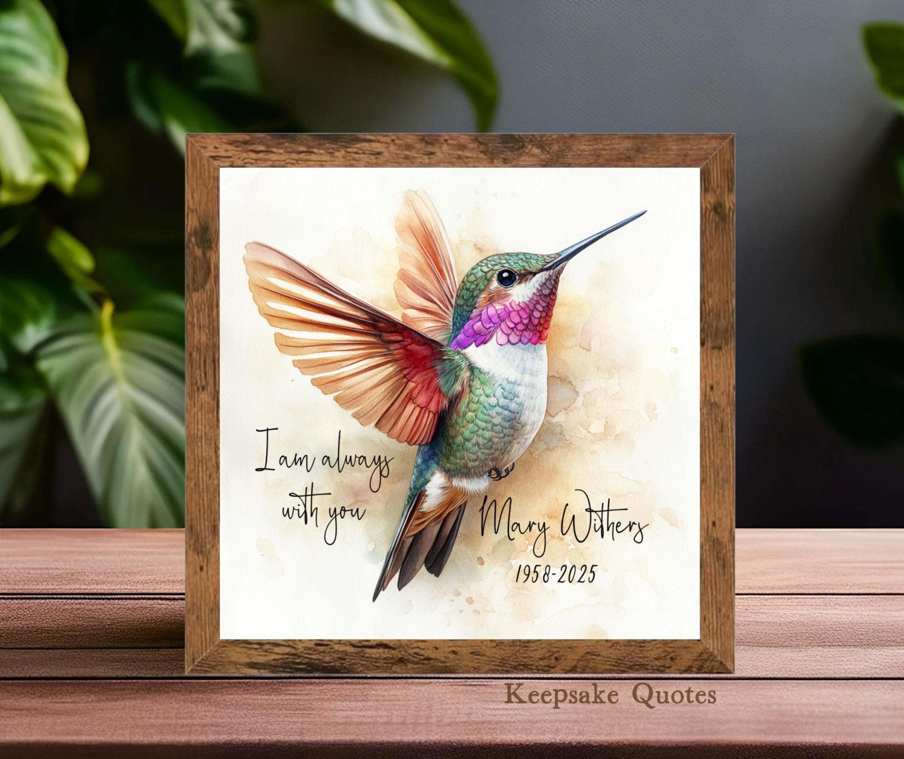 Personalized Hummingbird Memorial Gift With Name and Date Watercolor ...