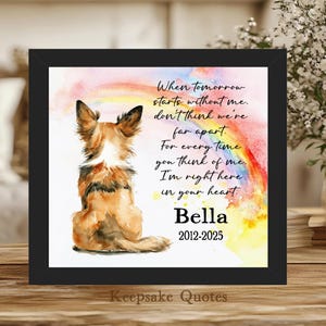 Personalized Long Haired Chihuahua Memorial Gift, Pet Memorial Sign Loss of Dog Remembrance Poem Rainbow Bridge Sympathy Painting Art Framed