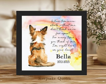 Personalized Long Haired Chihuahua Memorial Gift, Pet Memorial Sign Loss of Dog Remembrance Poem Rainbow Bridge Sympathy Painting Art Framed