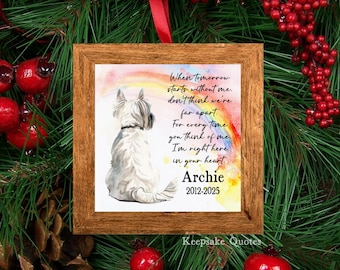 West Highland White Terrier Christmas Memorial Ornament Personalized Gift Westie Dog Loss Sympathy Pet Memory Rainbow Bridge Watercolor Art