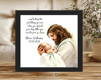 Jesus Christ Holding Baby Angel Watercolor Print Framed Art, Miscarriage Personalized Baby Memorial Gift, Baby Loss Grief Sympathy Religious