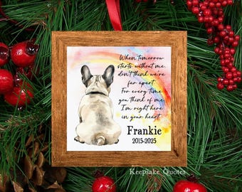 French Bulldog Memorial Ornament Personalized Frenchie Mom Gift Custom Watercolor Art Sign Christmas Ornament Decor Dog Sympathy Remembrance