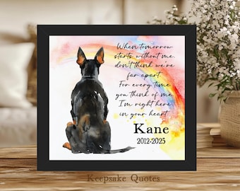 Personalized Doberman Pinscher Memorial Gift for Dog Dad and Mom Pet Loss Sympathy Remembrance Dog Watercolor Painting Art Print Framed Sign
