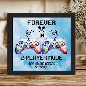 Forever In 2 Player Mode Sign Personalized Gamer Couple Gift, Gaming Anniversary, Gamer Wedding Gift Video Game Room Decor, Gamer Art Framed