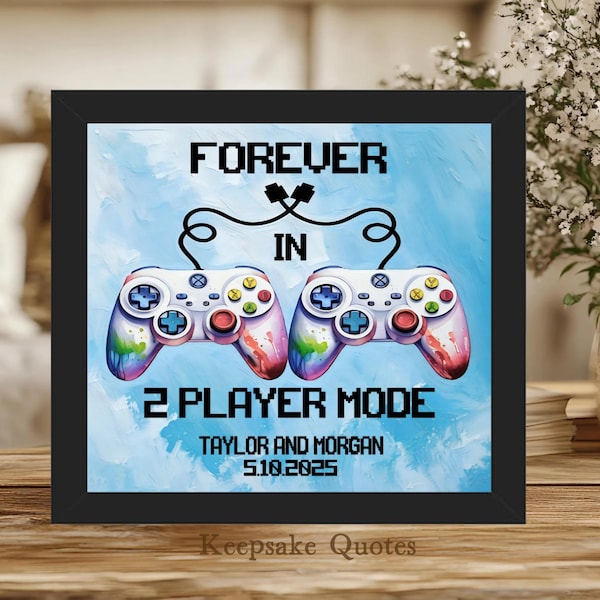 Forever In 2 Player Mode Sign Personalized Gamer Couple Gift, Gaming Anniversary, Gamer Wedding Gift Video Game Room Decor, Gamer Art Framed
