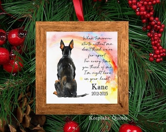 Personalized Doberman Christmas Ornament Decor Memorial Ornament Keepsake Gift for Dog Owner Rainbow Bridge Art Sympathy Pet Memory Tribute