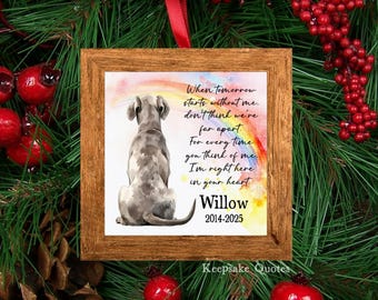 Weimaraner Memorial Christmas Ornament Rainbow Bridge Keepsake Pet Loss Gift for Dog Lover Pet Remembrance Tribute Christmas Tree Decoration