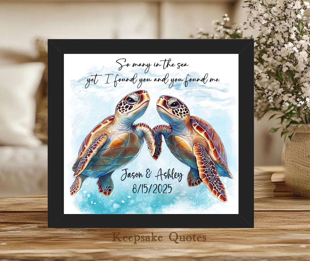 Married Turtle Personalized Sea Turtle Couple Gift Ocean Beach Home Decor, Sea Turtles ...
