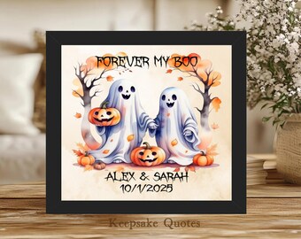 Personalized Forever My Boo Sign, Cute Halloween Decor, Ghost Couple Gift Wedding Anniversary Engagement, Rustic Farmhouse Art, Spooky Decor