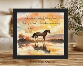 Personalized Horse Memorial Gift Loss of a Horse Passing Pet Sympathy Gift, Remembrance Keepsake, Horse Painting Watercolor Art Print Framed