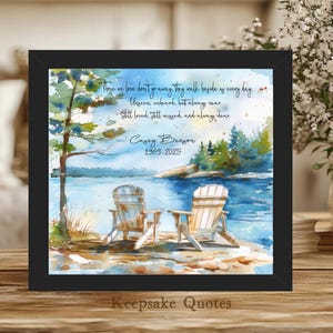 Personalized Lake Memorial Gift, Nature Lake Memories Sympathy Gift In Memory of Mother, Father, Lake Chairs Watercolor Painting Framed Art
